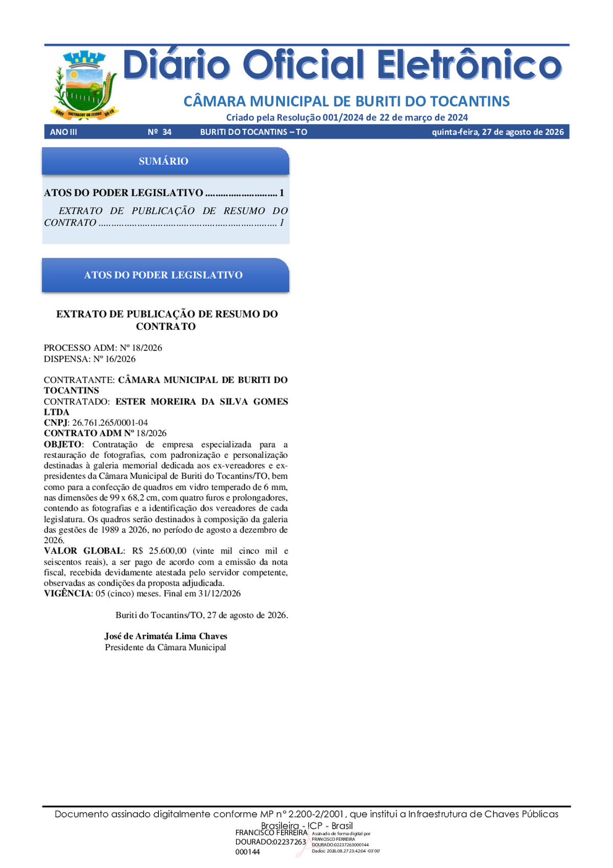 Diário Oficial N° 034